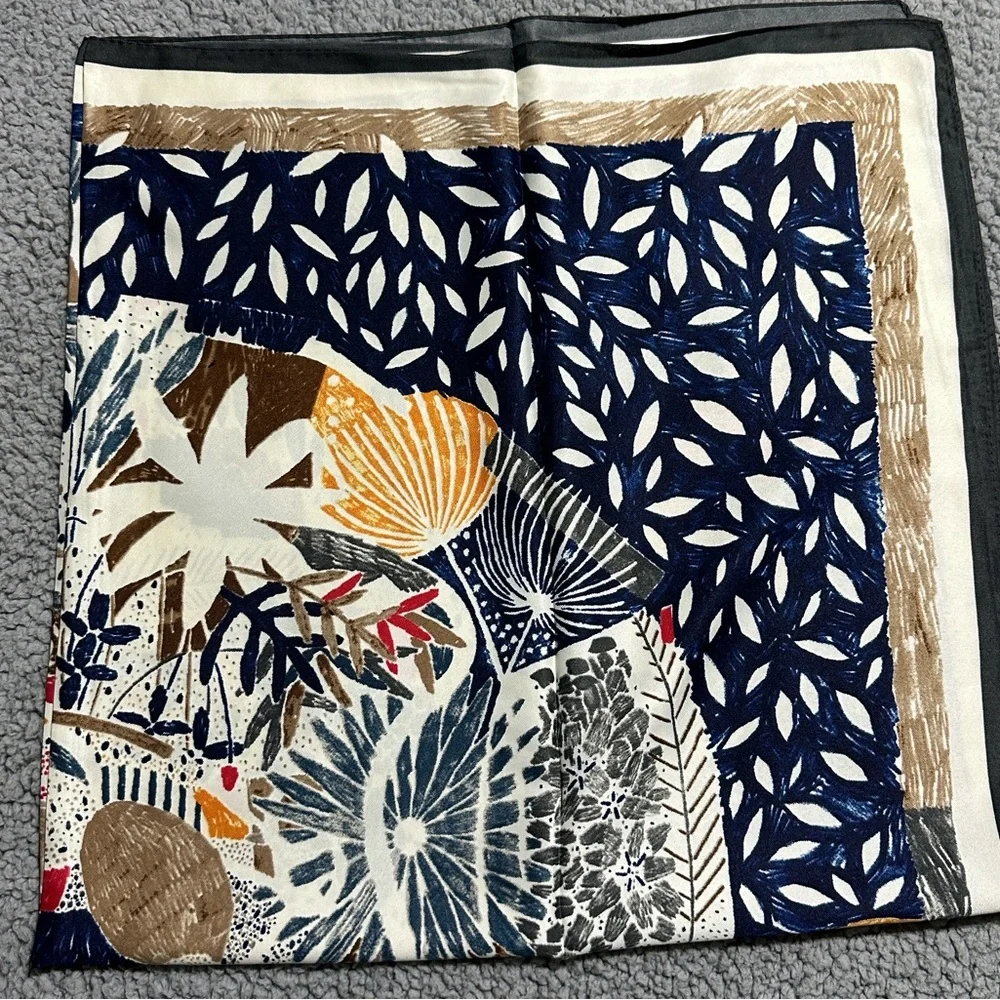 Vintage Style 100% Silk Scarf 36” x 36” Multicolor Floral Print – New Arrivals